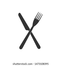 Crossed fork and knife icon isolated. Restaurant icon. Flat design. Vector Illustration