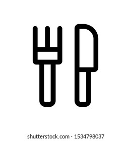 Crossed fork and knife icon isolated. Restaurant icon. Flat design. Vector Illustration