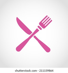 Crossed fork and knife Icon Isolated on White Background