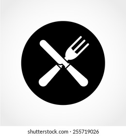 Crossed fork and knife Icon Isolated on White Background