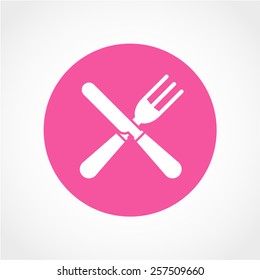 Crossed fork and knife Icon Isolated on White Background