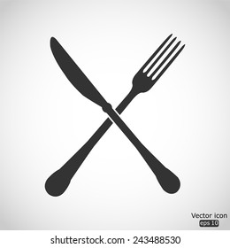 Crossed Fork And Knife Vector Icon