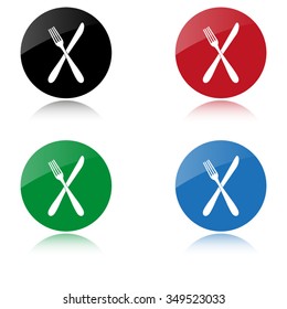 crossed fork over knife - color vector icon