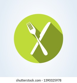 crossed fork over knife. icon isolated on white background. Vector illustration 