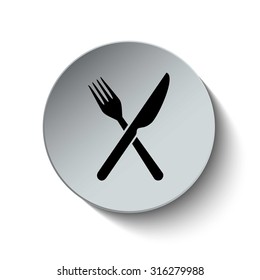 Crossed fork over knife. Knife and Fork icon. Vector Illustration. EPS10