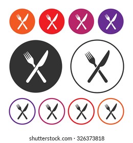 Crossed fork over knife. Knife and Fork icon. Vector Illustration. EPS10