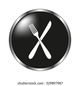 crossed fork over knife icon - vector button