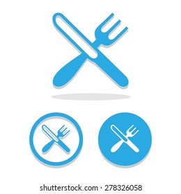 crossed fork over knife icons set great for any use. Vector EPS10.