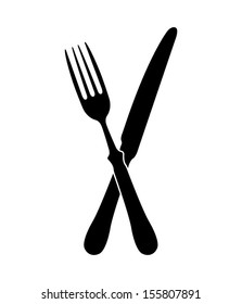 crossed fork over knife - vector