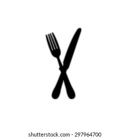 crossed fork over knife - vector icon