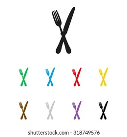 crossed fork over knife - vector icon