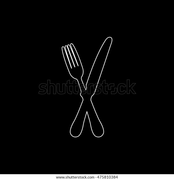 Crossed Fork Over Knife White Vector Stock Vector Royalty Free