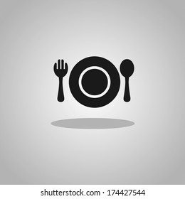 crossed fork and spoon (food icon, food symbol)