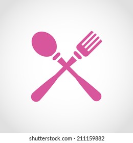 Crossed fork and spoon Icon Isolated on White Background