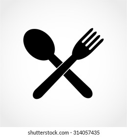 Crossed fork and spoon Icon Isolated on White Background