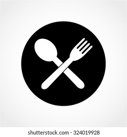 Crossed fork and spoon Icon Isolated on White Background