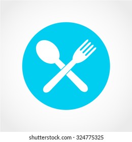 Crossed fork and spoon Icon Isolated on White Background