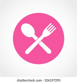 Crossed fork and spoon Icon Isolated on White Background