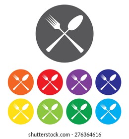 Crossed Fork and Spoon Icon Set