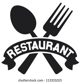 crossed fork and spoon label