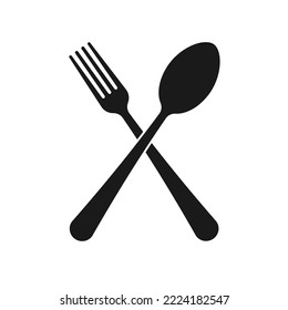 Crossed fork and spoon. Restaurant menu silhouette symbol.