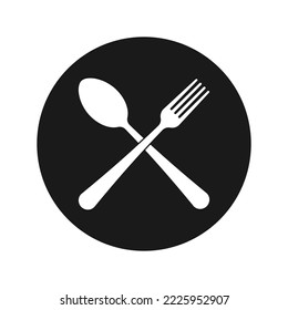 Crossed fork and spoon round menu icon
