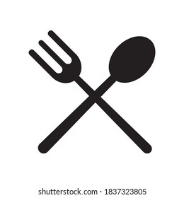 Crossed fork and Spoon simple flat icon. Restaurant sign logo vector illustration isolated