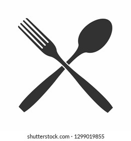 Crossed fork and spoons hole icon simple design silhouette - vector