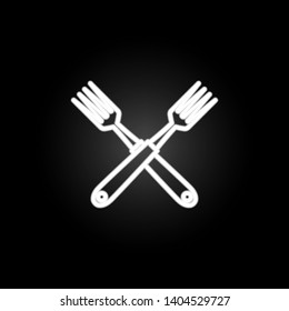 Crossed forks, cutlery neon icon. Elements of kitchen utencils set. Simple icon for websites, web design, mobile app, info graphics