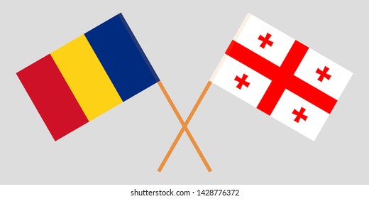 Crossed Georgian and Romanian flags