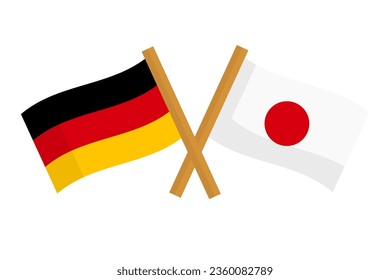 Crossed German and Japanese flag icons. Vector.