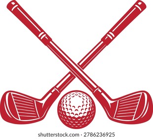 Crossed Golf Clubs and Golf Ball Vector Illustration Classic Golf Sport Design