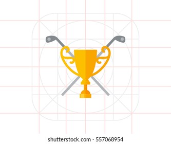 Crossed Golf Clubs and Cup Icon