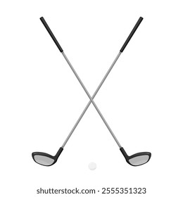 Crossed Golf Clubs Icon Cartoon Color Illustration