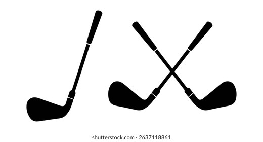 Crossed Golf Clubs Silhouette - Perfect for Sport Logos vector illustration on white background