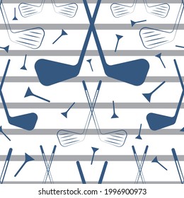 Crossed golf clubs vector seamless repeat pattern.