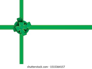 Crossed green ribbon background illustration. Gorgeous flower ribbon.