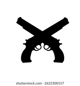Crossed Gun silhouette vector flat illustration design.