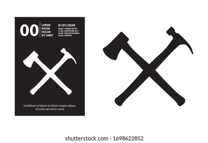 crossed hammer and axe, vector flyer template