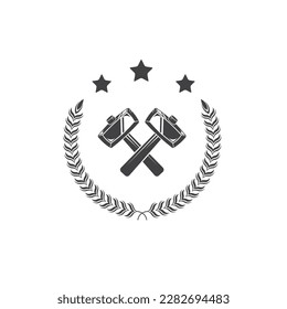 crossed hammer badge  icon vector concept design template web