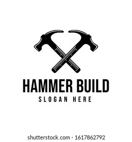 crossed hammer. construction logo Ideas. Inspiration logo design. Template Vector Illustration. Isolated On White Background
