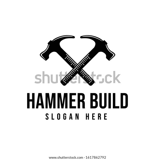 Crossed Hammer Construction Logo Ideas Inspiration Stock Vector