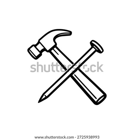 crossed hammer and nail line logo vector icon on a white background
Vector line logo icon