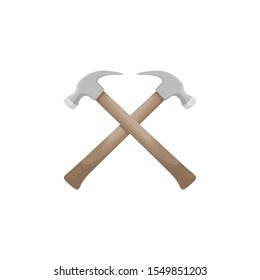 crossed hammer vector. Handyman tool for home repair.