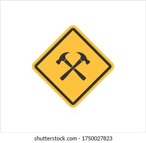 crossed hammer vector icon logo design template for machinery hardware and repair service business