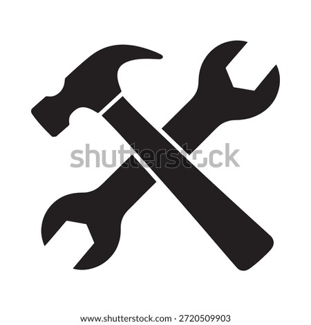 A crossed hammer and wrench icon representing tools for home repair and construction