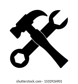 Crossed Hammer Wrench Icon Vector Silhouette Stock Vector (Royalty Free ...