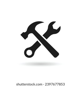 Crossed  Hammer and wrench icon vector illustration