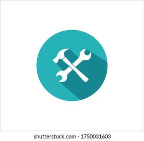 Hammer- und Schraubenschlüssel für Vektorsymbol-Design-Vorlage für Maschinen- und Reparaturdiensttätigkeiten