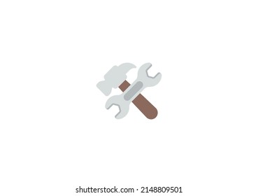 Crossed Hammer and Wrench Vector Isolated Emoticon. Hammer and Wrench Icon